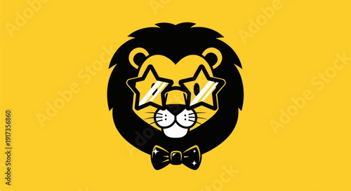 Lion cartoon illustration with sunglasses