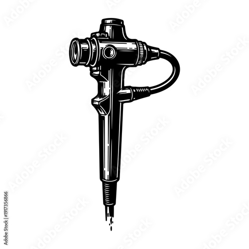 Vintage Endoscope Medical Device Illustration.