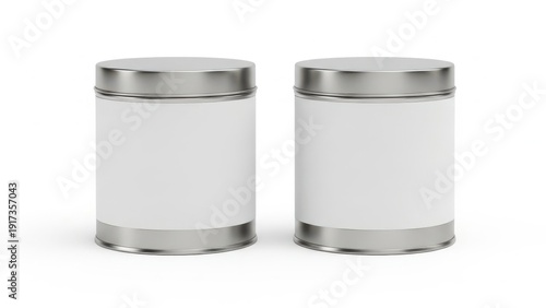 Wallpaper Mural Elegant dual silver-topped cylindrical containers for premium storage and decorative display Torontodigital.ca