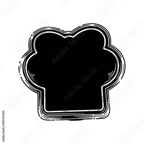 Black Chef Hat Silhouette with White Outline.