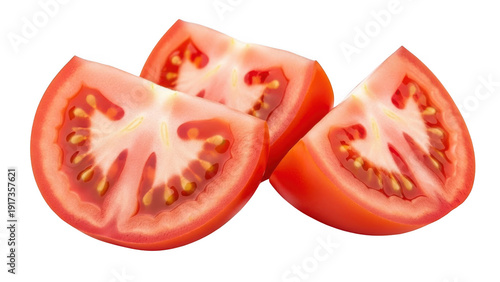 Sliced tomatoes isolated on transparent background