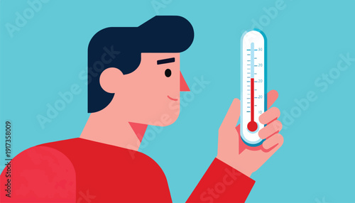 Person checking a thermometer to measure temperature