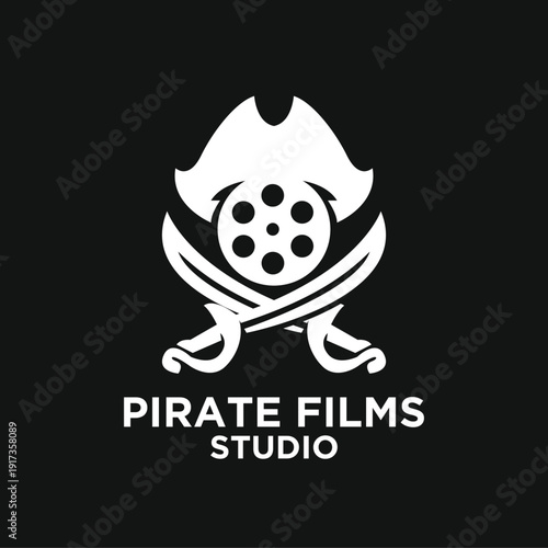 Pirate Films Studio logo featuring a pirate hat, crossed sabres, and film reel icon on a black background.