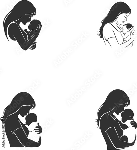Mother's day tribute with heartwarming mom and child silhouettes