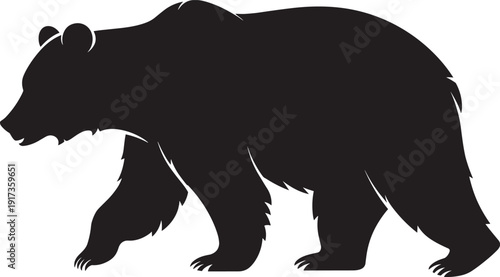 Brown Bear Silhouette Walking Side View Isolated on White Background Wildlife Animal Vector Illustration Design