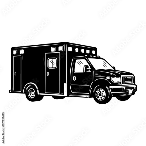 Ambulance vehicle illustration, emergency medical transport icon.
