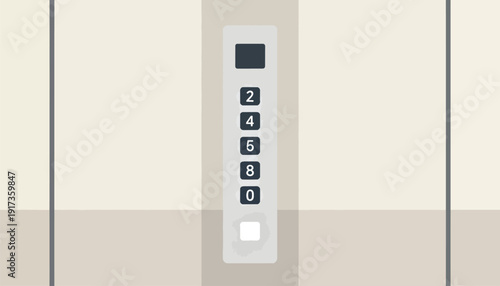 Minimalist elevator control panel with floor numbers and a large button