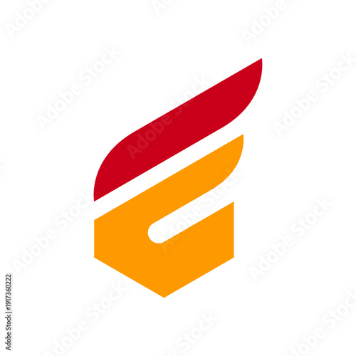 A logo based on the letter “E” and wings