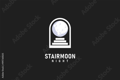 Stair moon logo symbol icon design