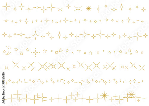 キラキラしたシンプルな飾り罫線・ラインのイラストセット　星空
