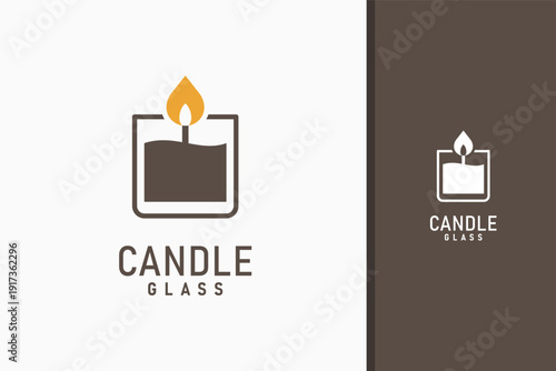 Glass candle logo symbol icon design