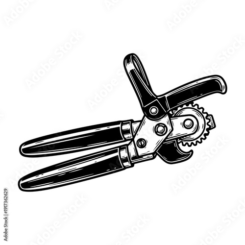 Vintage Can Opener Tool Illustration.