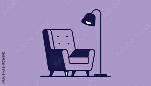 Cozy armchair and lamp under a gentle light