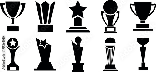 Collection of various trophy icons and awards