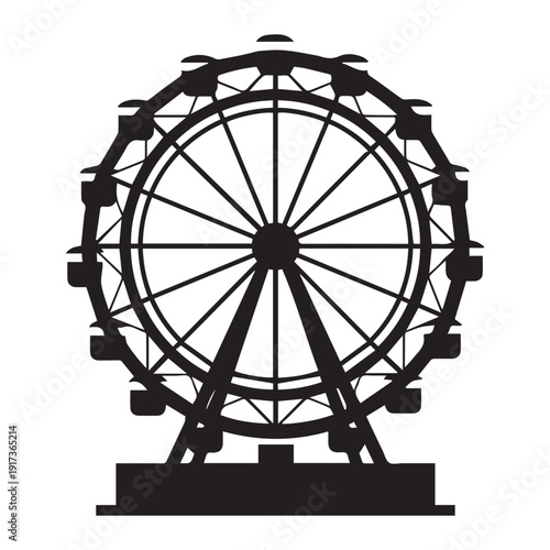 Ferris wheel icon Silhouette vector black on a white background