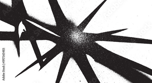Abstract black and white starburst graphic design element.