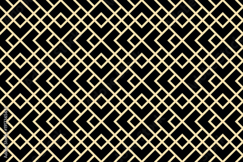 The geometric pattern with lines. Seamless vector background. Golden and black texture. Graphic modern pattern. Simple lattice graphic design