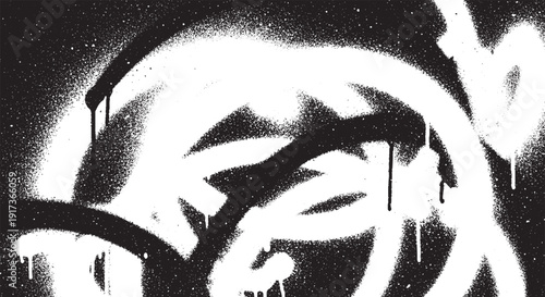 Abstract White Spray Paint Drips and Splatters on Black Surface.