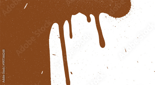 Brown liquid dripping and splattering on a white background.