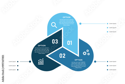 Triangular cycle business infographic with three options and icons