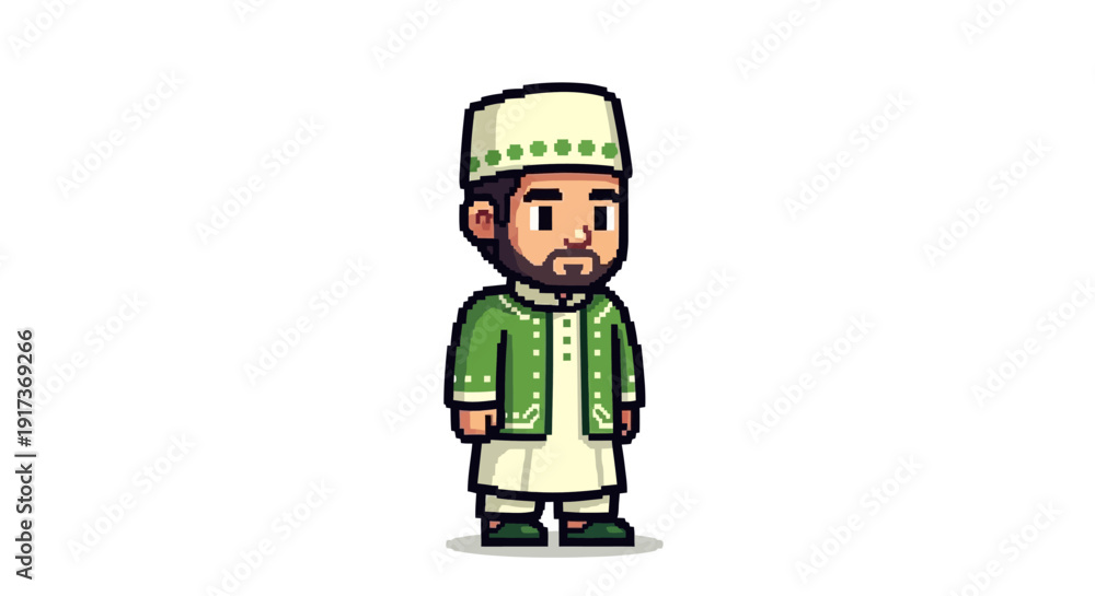 Fototapeta premium Man in Green Attire.