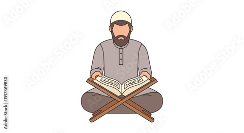 Man Reading Holy Book.
