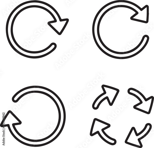 A selection of circular refresh and undo arrow icons with various outline styles