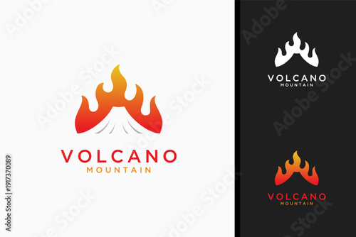 Volcano fire logo symbol icon design