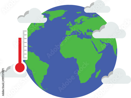 Planet Earth's Climate Alert: A stark depiction of Earth with a rising thermometer, underscoring the pressing concerns of climate change and environmental impact.
