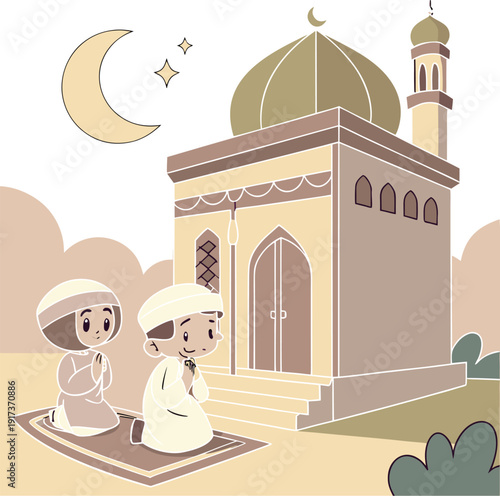 3d-cartoon-eid-prayer-scene--cute-characters .eps