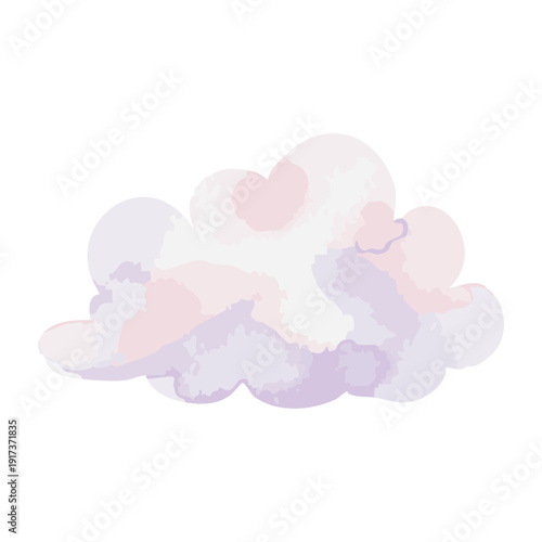 Watercolor Cloud Illustration on Gray Background.