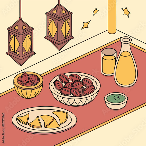 3d-cartoon-iftar-table--dates--juice--samosas.eps