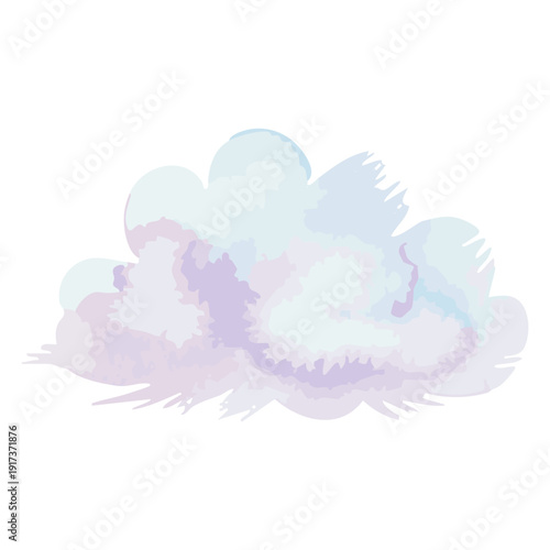 Fluffy white cloud with subtle purple and blue hues.