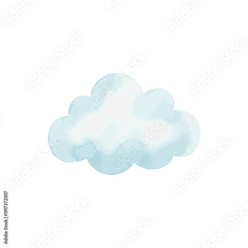 Watercolor Cloud Illustration Isolated on Gray Background.