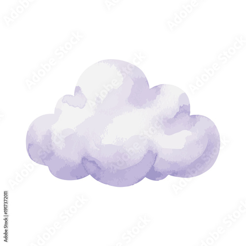 Fluffy White Cloud Illustration on Gray Background.