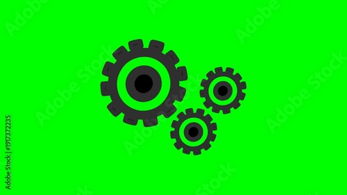 Settings gear icon animation on green screen background