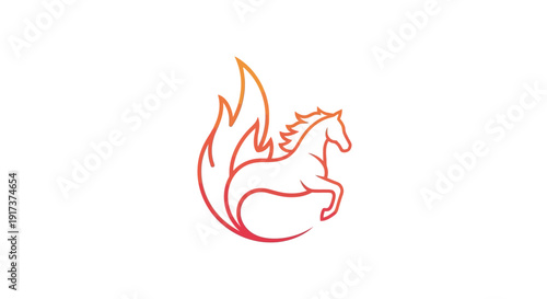 A stylized illustration of a Fire Horse zodiac logo, featuring a horse with flames, in red, orange, and gold tones, against a clean white background, symbolizing the Chinese New Year.