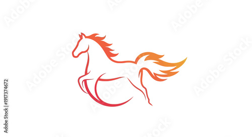 A stylized logo illustration of a fire horse, a zodiac symbol for the Chinese New Year, featuring a horse in motion with fiery mane and tail, set against a clean white background with gold