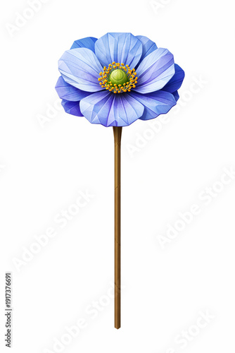 Vector Illustration of Single Poppy Flower Origami Craft