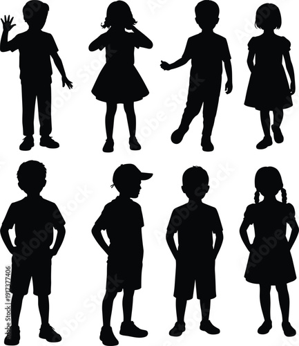 Black turkey silhouettes set with various poultry poses and chicks isolated on white background, vector farm bird illustration