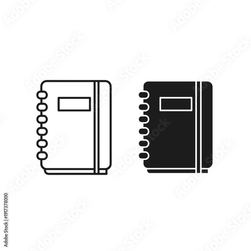 Two black and white notebooks side by side Vector