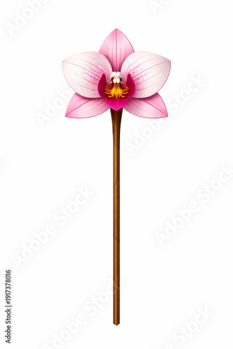 Vector Illustration of Single Orchid Flower Origami Craft