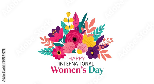 Vibrant floral bouquet celebrating International Women's Day with colorful flowers