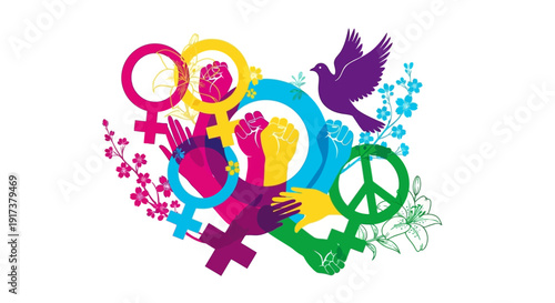 Diverse hands united for peace and equality symbol