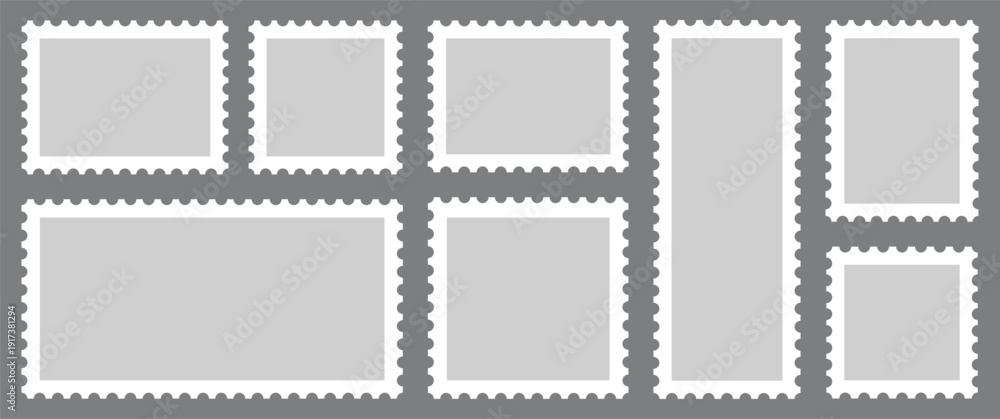 Fototapeta premium Postage stamp. Blank Postage Stamps on gray background