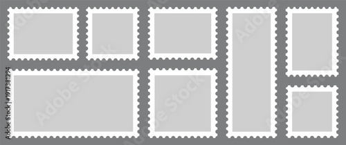 Postage stamp. Blank Postage Stamps on gray background