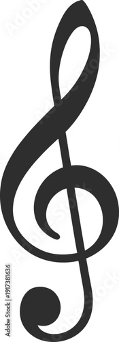 A simple silhouette of a musical note – a treble clef or a simple stylized note