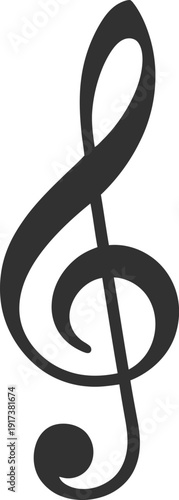 A simple silhouette of a musical note – a treble clef or a simple stylized note