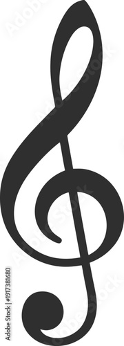 A simple silhouette of a musical note – a treble clef or a simple stylized note
