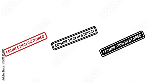Connection restored stamp icons in red and black colors